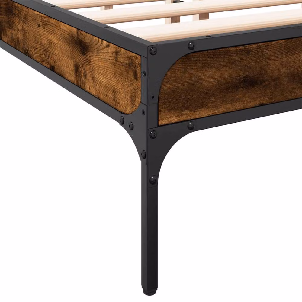 Berkfield Home Smoked Oak Bed Frame in Brown, W/D/H: 140 x 200 cm – 4