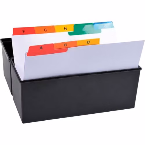 Exacompta Index Record Cards, White 160gsm Paper with 25 Multicolour Alphabetical Tabs, A6 Size (W: 14.8 cm x H: 11.7 cm)