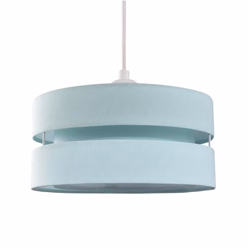 Happy Homewares Contemporary Duck Egg Blue Linen Fabric Triple Tier Ceiling Pendant Light Shade, Diameter: 26 cm