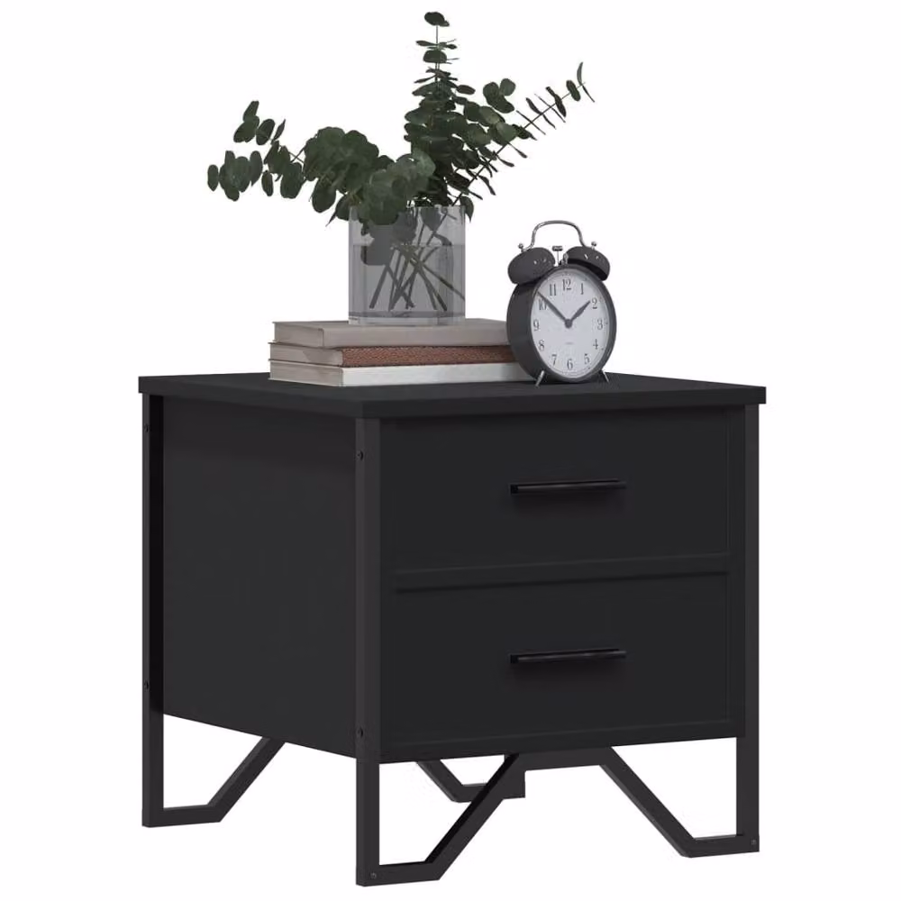 Berkfield Home Modern Bedside Cabinet in Black, W/D/H: 40 x 41 x 41 cm – 4