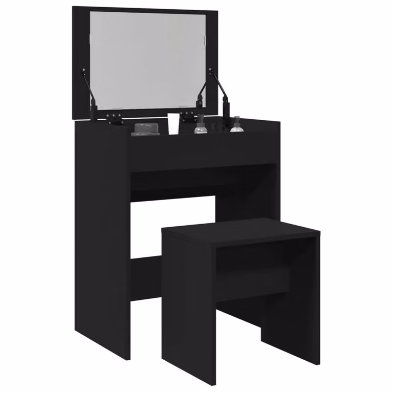 Berkfield Home Dressing Table and Stool, Black, W/D/H: 60 x 40 x 113.5 cm