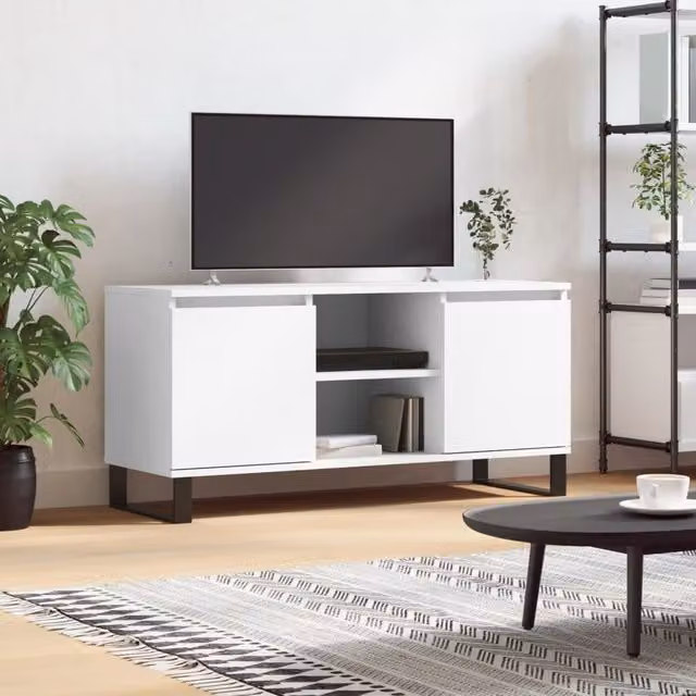 Berkfield Home Modern White Matt TV Cabinet W/D/H: 104 x 35 x 50 cm – 1