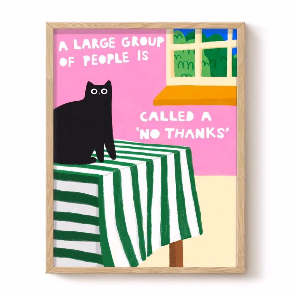The Paper Tail A Large Group Of People Cat Art Print, Multicolour, 21.0 x 29.7 cm – 3
