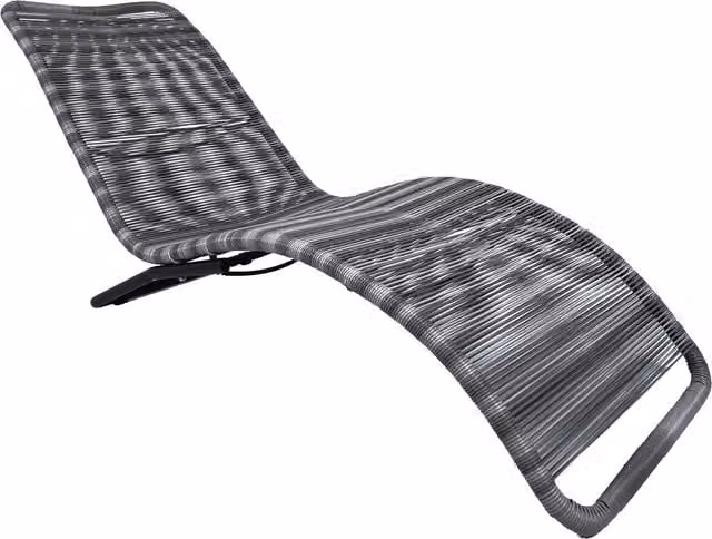 Charles Bentley Zanzibar Rattan Sun Lounger in Grey with White Striped Cushion