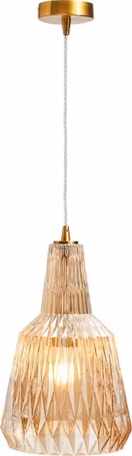 Litecraft Mikael Glass Ceiling Pendant Light in Gold and Brass with Height Adjustment