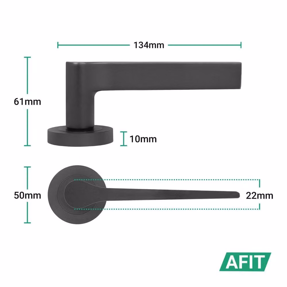 AFIT Black Aluminium Fire Door Handle Set with Euro Lock, Double Cylinder, and Hinges, W/D/H: 15 x 15 cm – 4