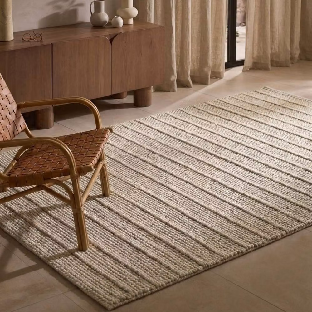 Ted Baker Camden Wool Parker Striped Handwoven Rug in White, W: 80 cm, L: 250 cm – 2