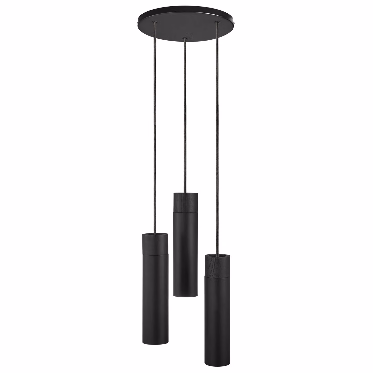 Nordlux Tilo Suspended Cylinder Pendant Light in Black Metal and Wood with GU10 Mains – 2