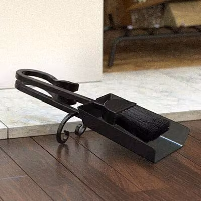 Panacea Products Mini Fireplace Shovel and Brush 2 Piece Set, Black Metal