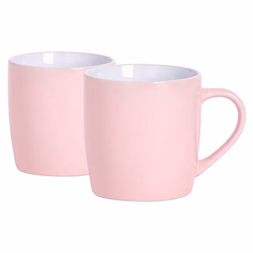 Argon Tableware Pink Stoneware Coffee Mugs, 350ml, Pack of 2 – 1
