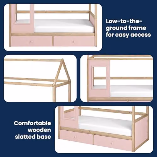 Flair Furnishings Ted Playhouse Pink Wooden Childrens Bed with Storage Drawers – 5