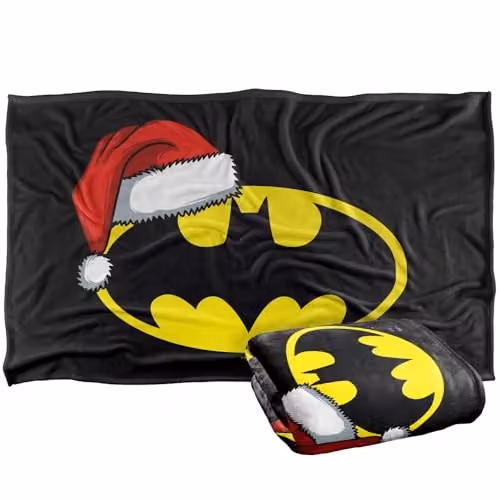 Warner Bros. Batman Bat Symbol Christmas Santa Hat Super Soft Fleece Throw Blanket, W/D/H: 91 x 147 cm