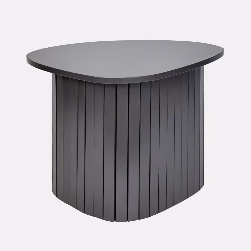 OHS Madison Ribbed Round Side Table in Charcoal Grey – 2