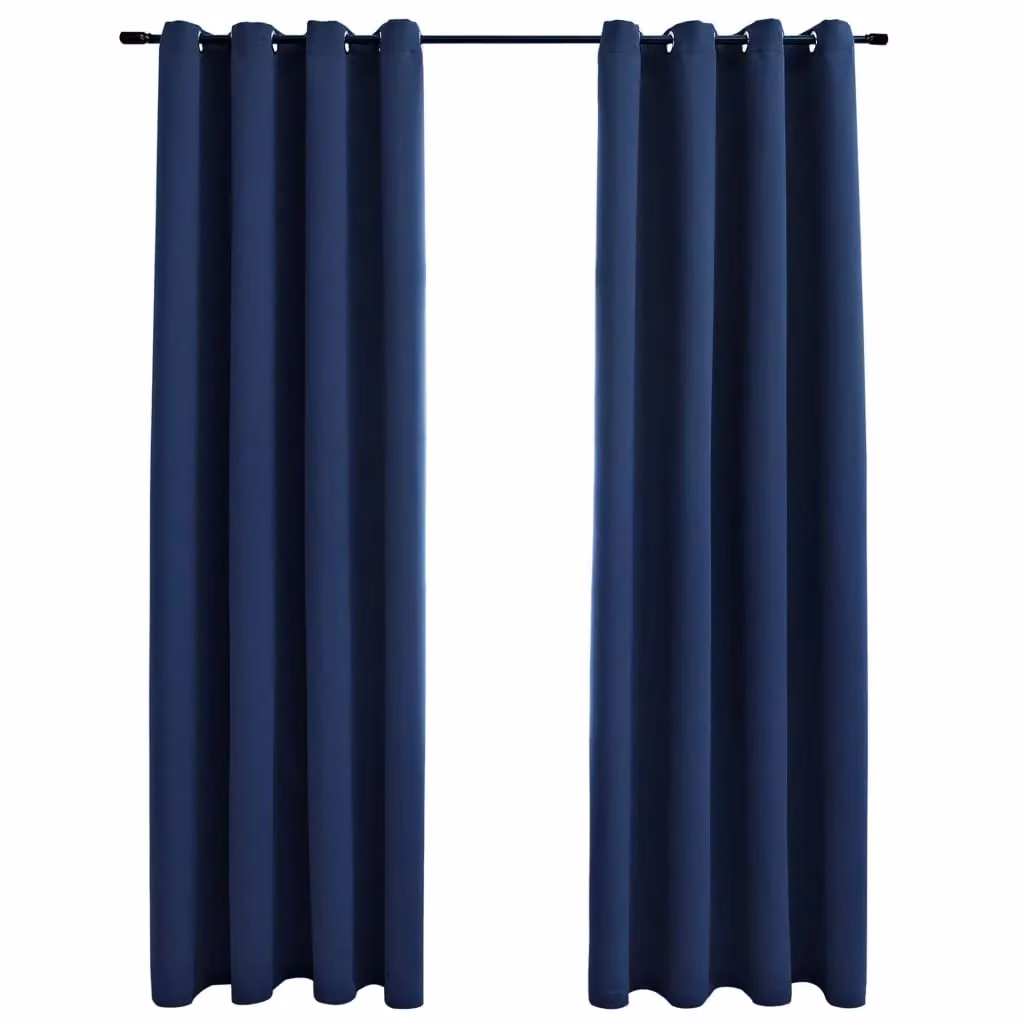 Berkfield Home Blue Blackout Fabric Curtains with Eyelets, 2 Pack, W: 140 cm, H: 175 cm – 2