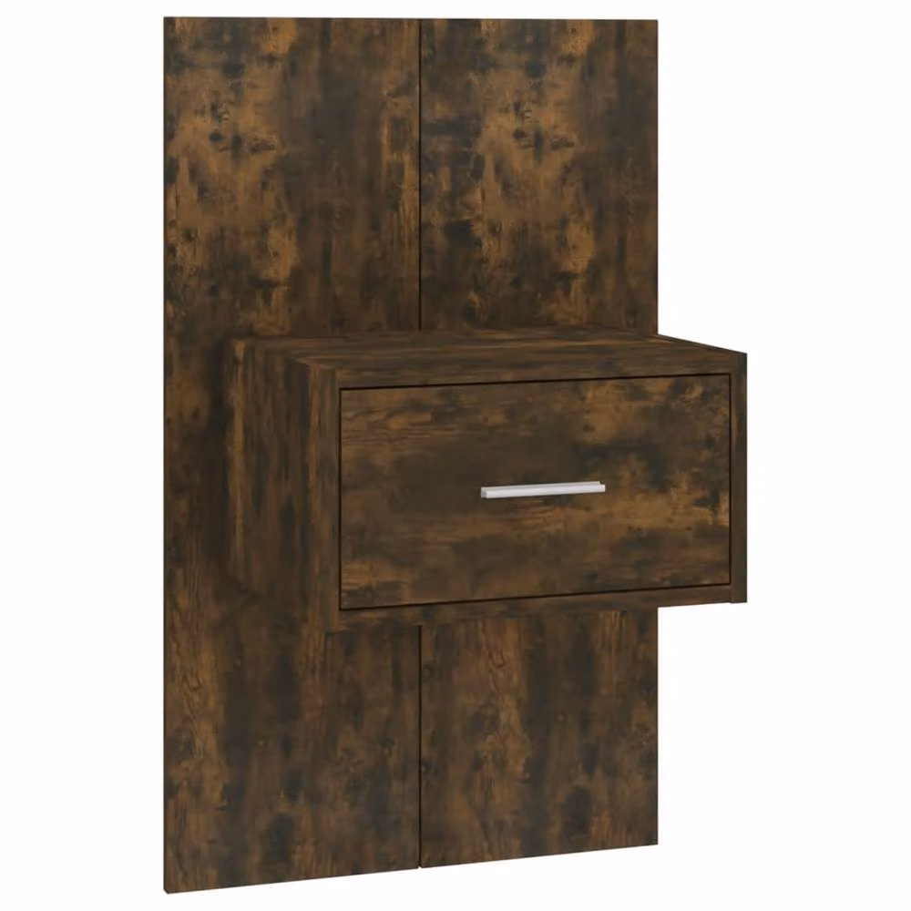 Berkfield Home Wall-mounted Bedside Cabinet in Smoked Oak Brown, W: 32.5 cm, H: 48.5 cm, D: 80.0 cm – 3
