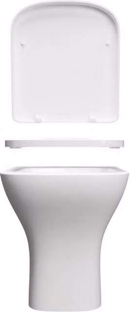 NESTLUNE White Ceramic Back To Wall Toilet Pan with Soft Close Seat, W: 52.0 cm, D: 49.0 cm, H: 40.0 cm – 1