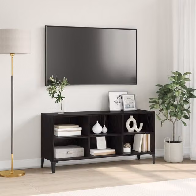 Berkfield Home Modern Black Oak TV Stand in Matt Black MDF