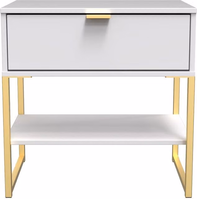 2 U Tamworth Single 1 Drawer Bedside Cabinet in White and Gold