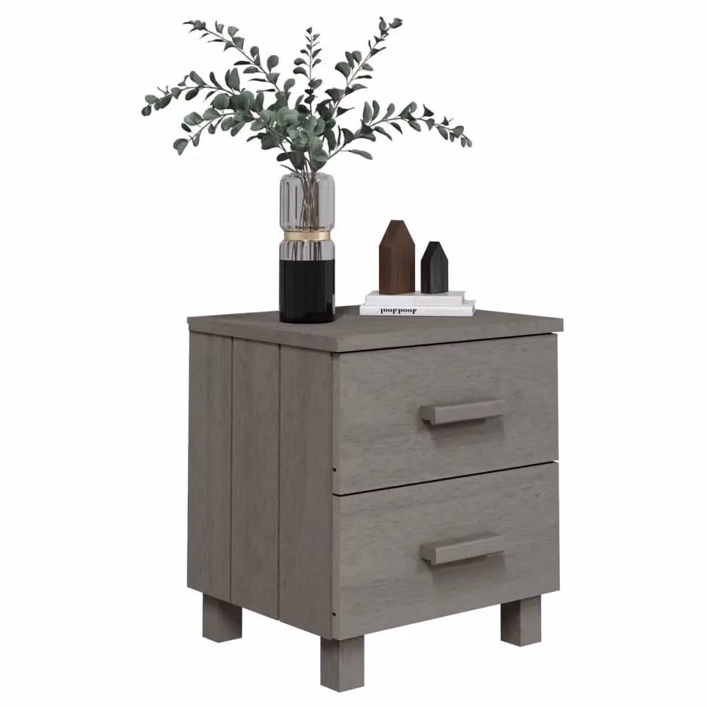 Berkfield Home HAMAR Bedside Cabinet in Light Grey Solid Pinewood, W/D/H: 40 x 35 x 44.5 cm – 3