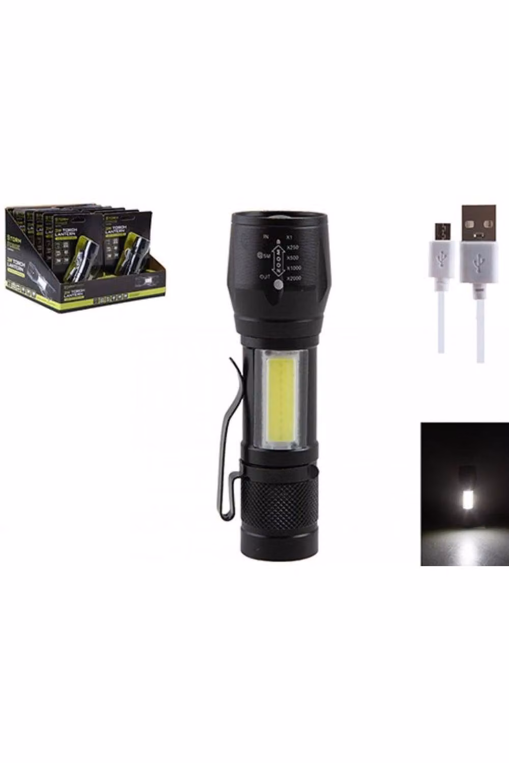 KDMD Stormforce 3W Rechargeable LED Torch Lantern 2 Pack in Black – 2