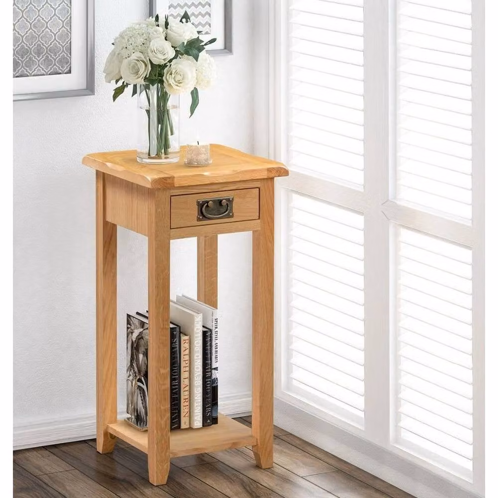 FORGEVIO Small Square Side Table in Light Oak Brown Wood and Metal – 5