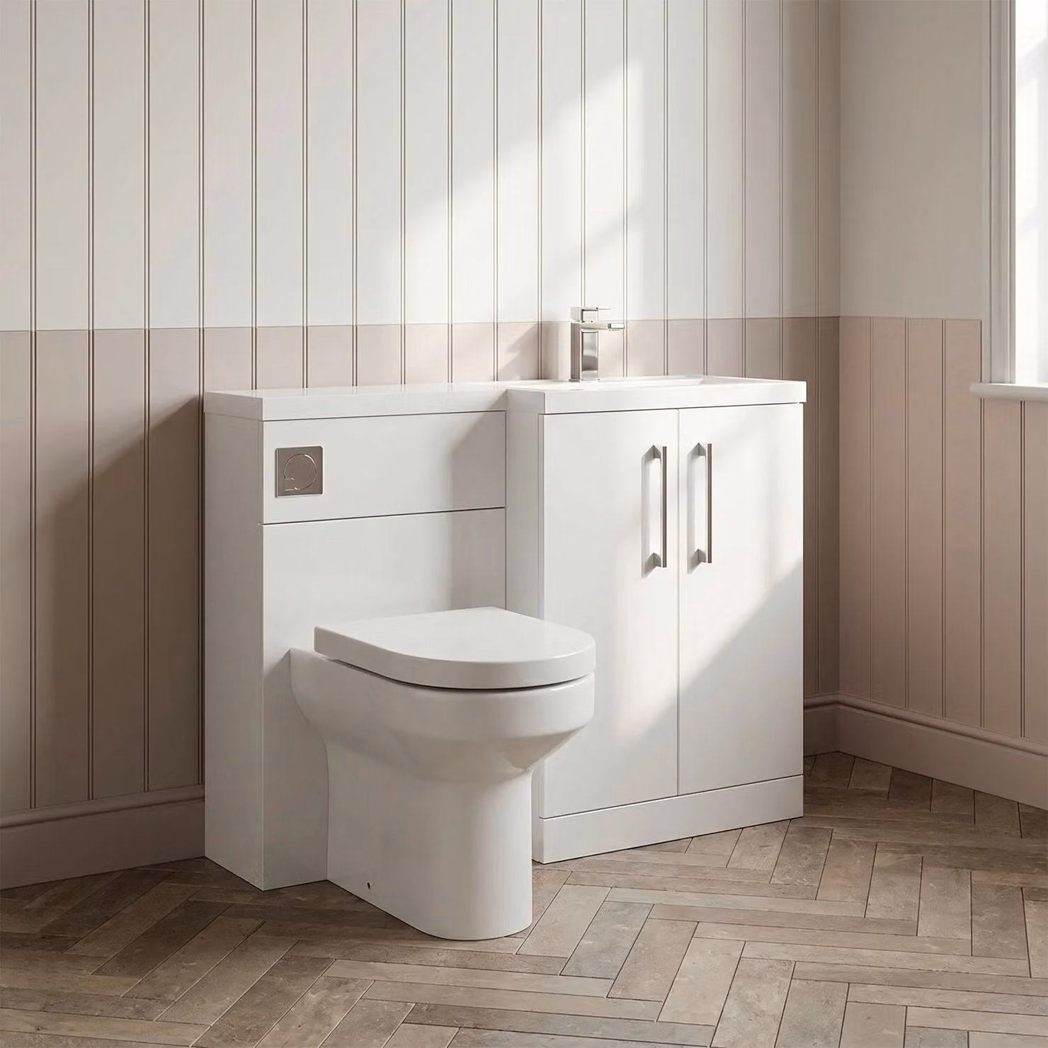 Balterley Gloss White Floor Standing Bathroom Vanity, WC Unit, Pan, Seat and Cistern Set – 2