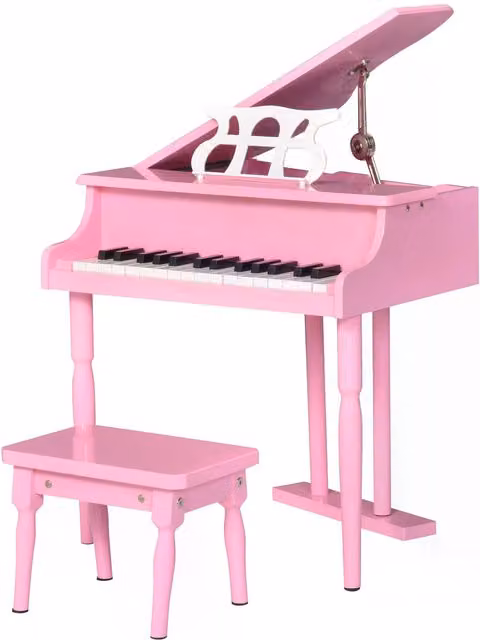 HOMCOM Modern Kids Grand Piano Set with 30 Keys, Music Stand and Bench, Pink