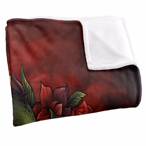 JQ Licensing Brian Allen Skull Snake and Roses Super Soft Silky Touch Fleece Throw Blanket, Multicolour, W/D/H: 91 x 147 cm – 2