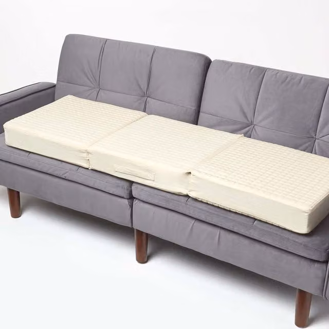 Homescapes Orthopaedic Foam Booster Cushion with Removable Cotton Cover, Beige, W: 150 cm