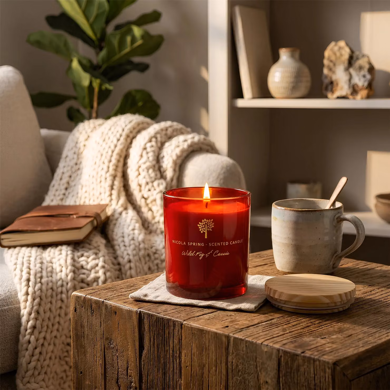 Nicola Spring Wild Fig and Cassis Scented Soy Wax Candle, Red, 130g – 8