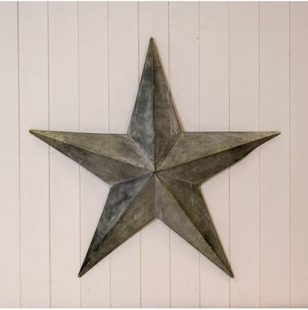 KDMD Rustic Grey Metal Star Hanging Pendant Decorations, Diameter: 7.4 cm