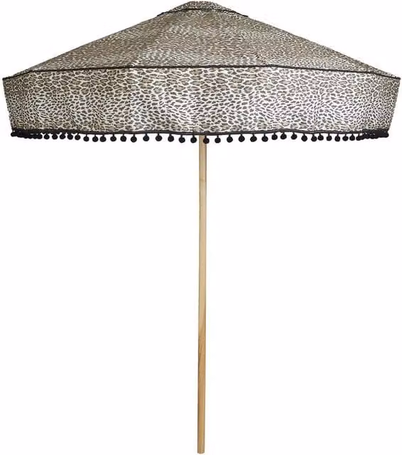 House of Hackney WILD CARD Parasol in Butterscotch Multicolour Animal Print Polyester and Wood, H 240 cm x W 200 cm x D 200 cm