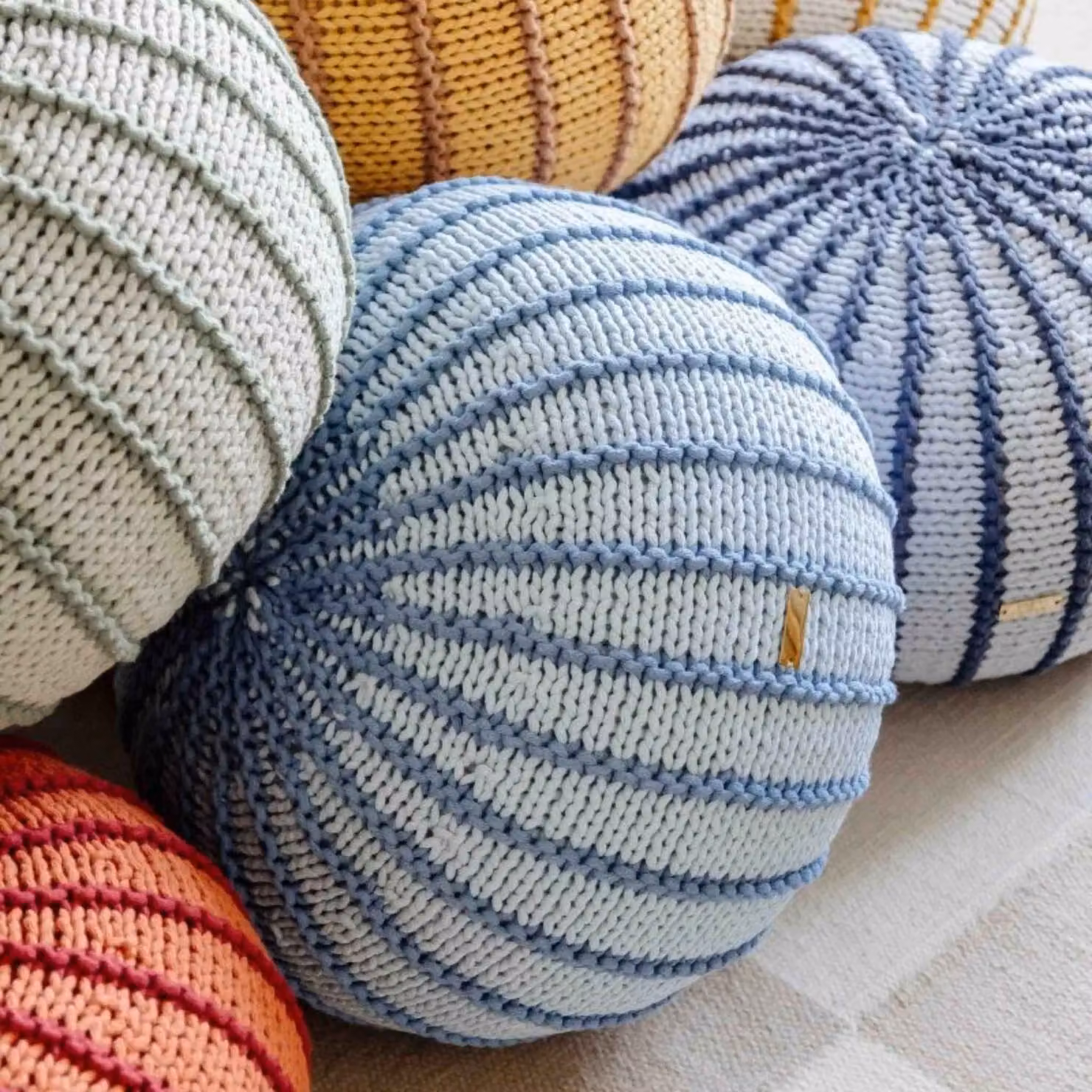 Zuri House Ziggy Knitted Pouffe in Baby Blue – 2