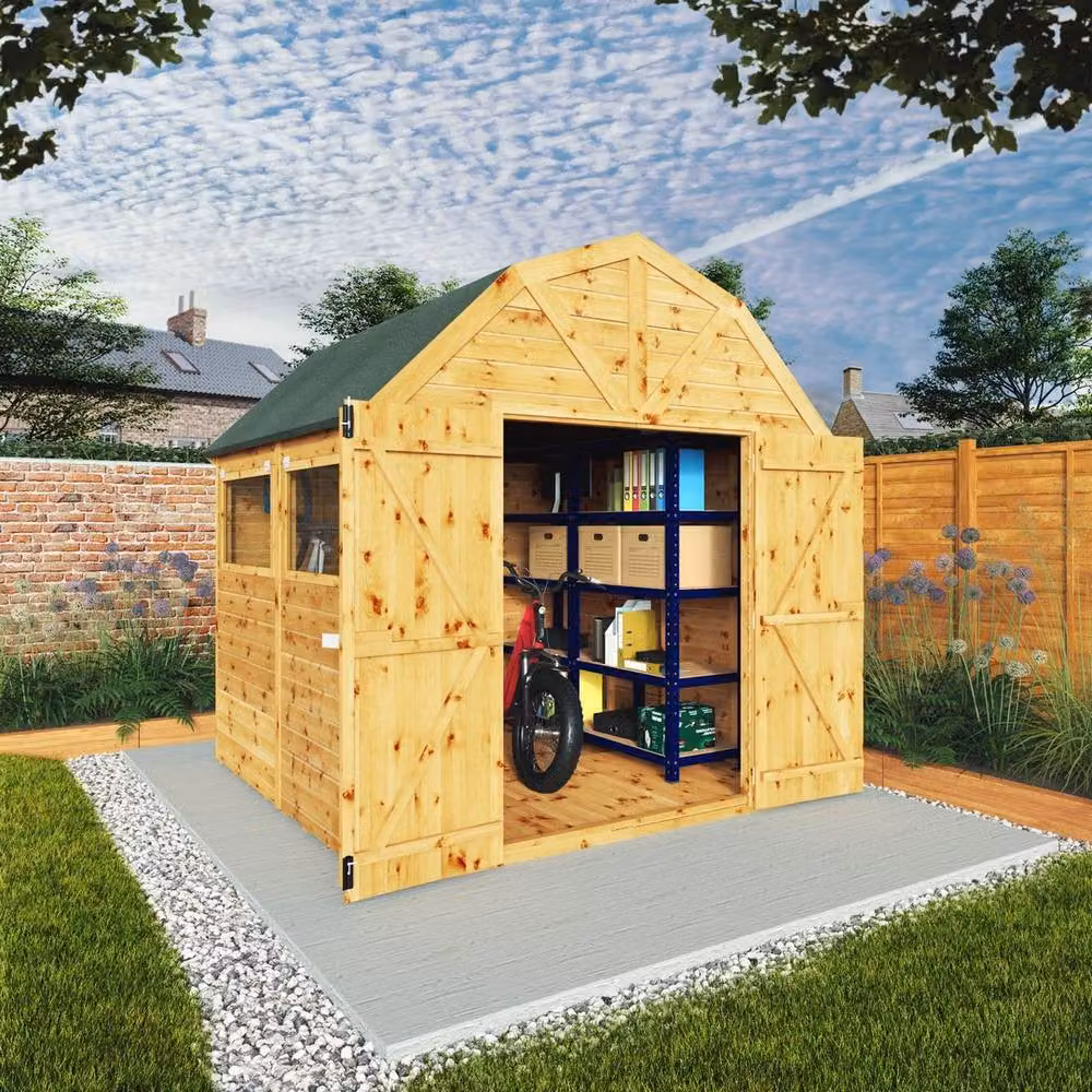 Mercia Premium Shiplap Dutch Barn Shed with Double Doors and Window in Light Brown, W: 253.9 cm, D: 240.8 cm, H: 262.6 cm – 5