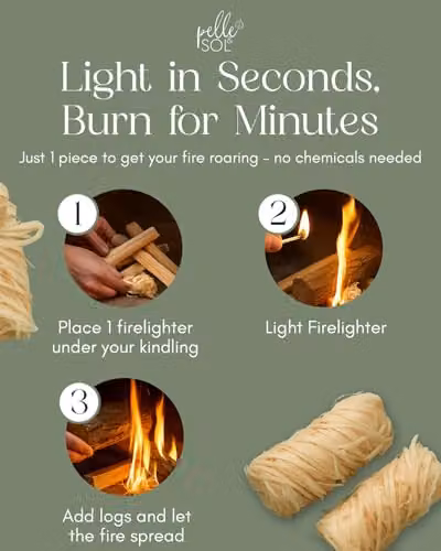 Pelle & Sol Natural Wood Firelighters, 200 Pack, Brown – 4