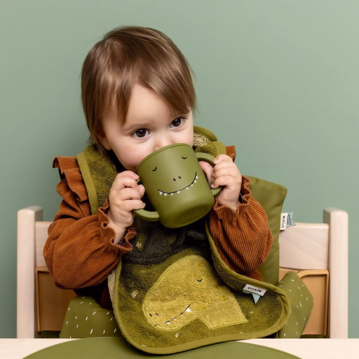 Trixie Mr. Dino Silicone Sippy Cup with Soft Spout, Green – 2