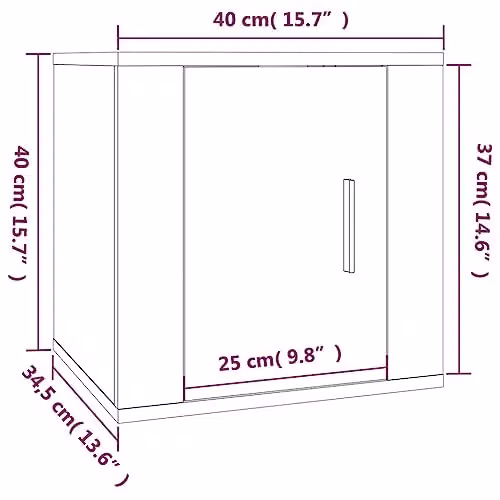 vidaXL Wall Mounted TV Cabinet in Concrete Grey, W: 40 cm, D: 34.5 cm, H: 40 cm – 2
