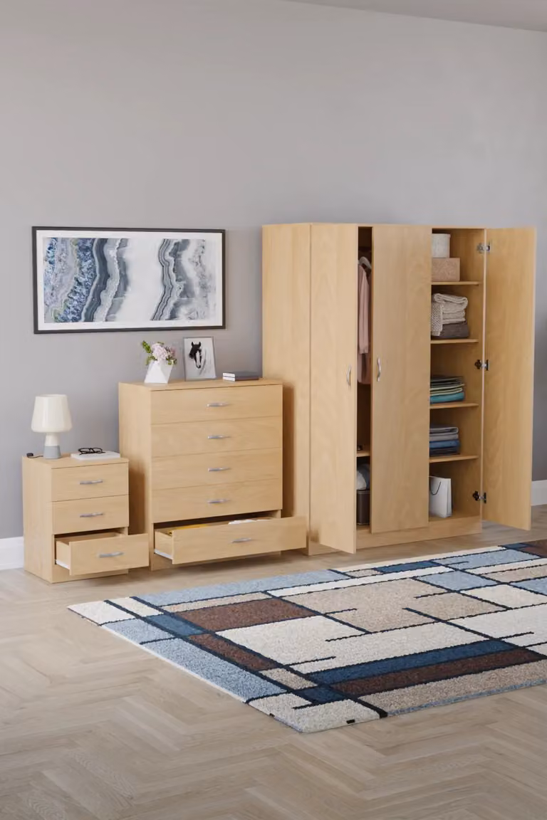Vida Designs Modern 3 Piece Bedroom Set in Brown and White