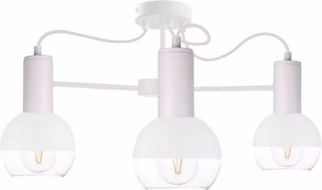 Netlighting Arne Multi Arm Semi Flush Ceiling Light in White, 60cm, 3x E27