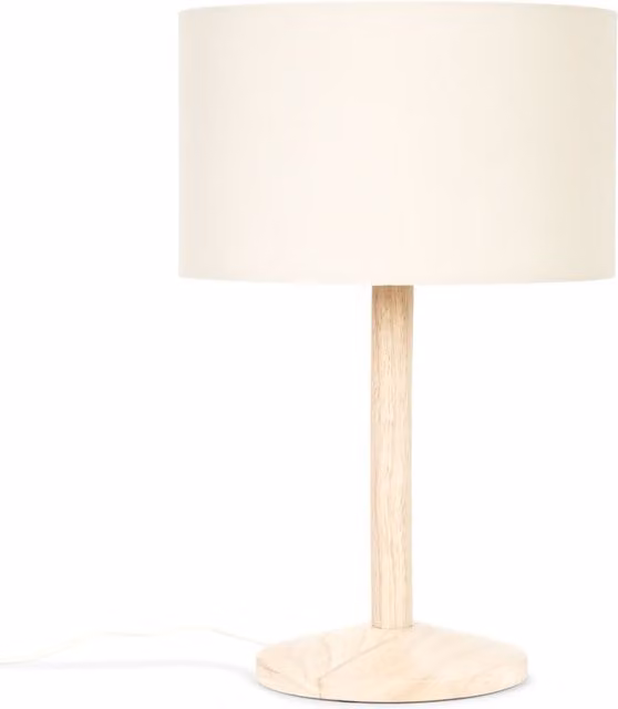 ValueLights Triston Wood Table Lamp with Beige Fabric Shade