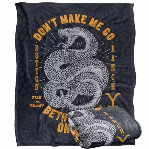 Paramount Yellowstone Beth Dutton Snake Pattern Super Soft Silky Fleece Throw Blanket in Black and Multicolour – 2