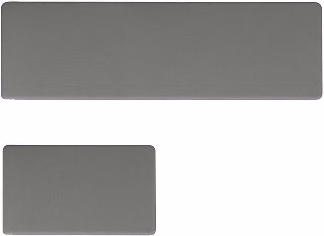 KORVIXA Set of 2 Non-Slip Woven Rubber Kitchen Mats in Grey, W/D/H: 100 x 100 x 1 cm