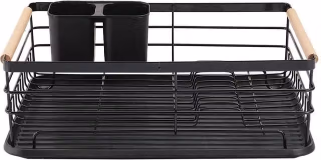 Garden Sanctuary Black Metal Dish Drainer with Drip Tray