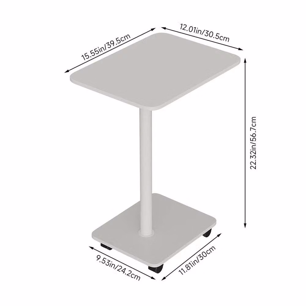 EONLION White C-Shaped Sofa Side End Table with Castors and Height Adjustment, Height: 100 cm – 2