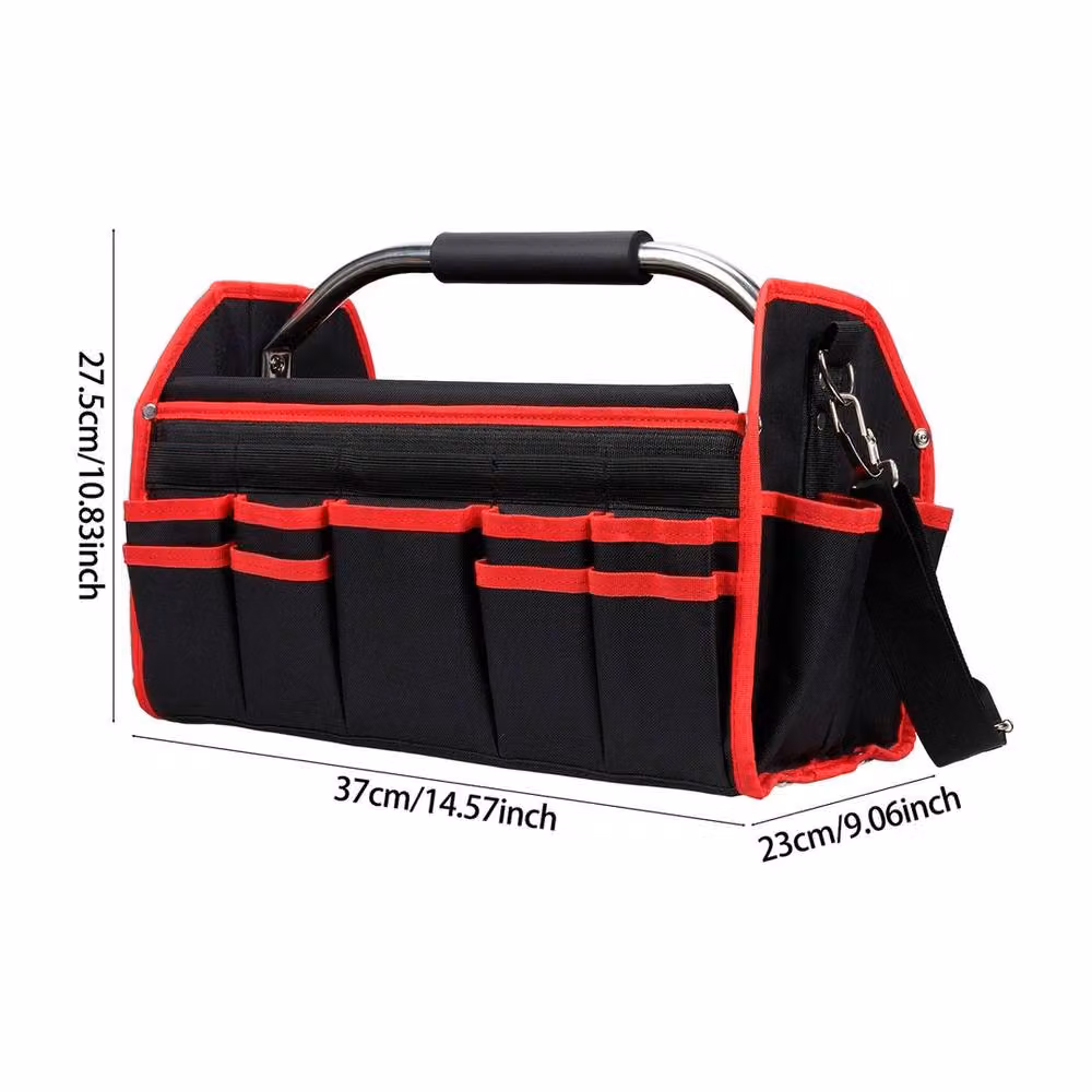 Havendro Multi Purpose Open Tool Bag with Strap in Black and Stainless Steel, W/D/H: 37.0 x 23.0 x 27.5 cm – 2