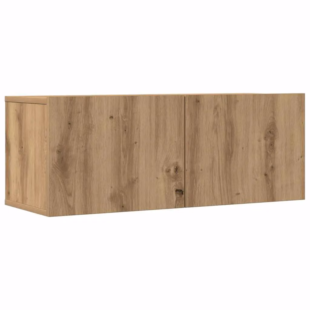 Berkfield Home 4 Piece Wall-mounted TV Cabinet Set in Artisan Oak and Brown Matt Wood – 3