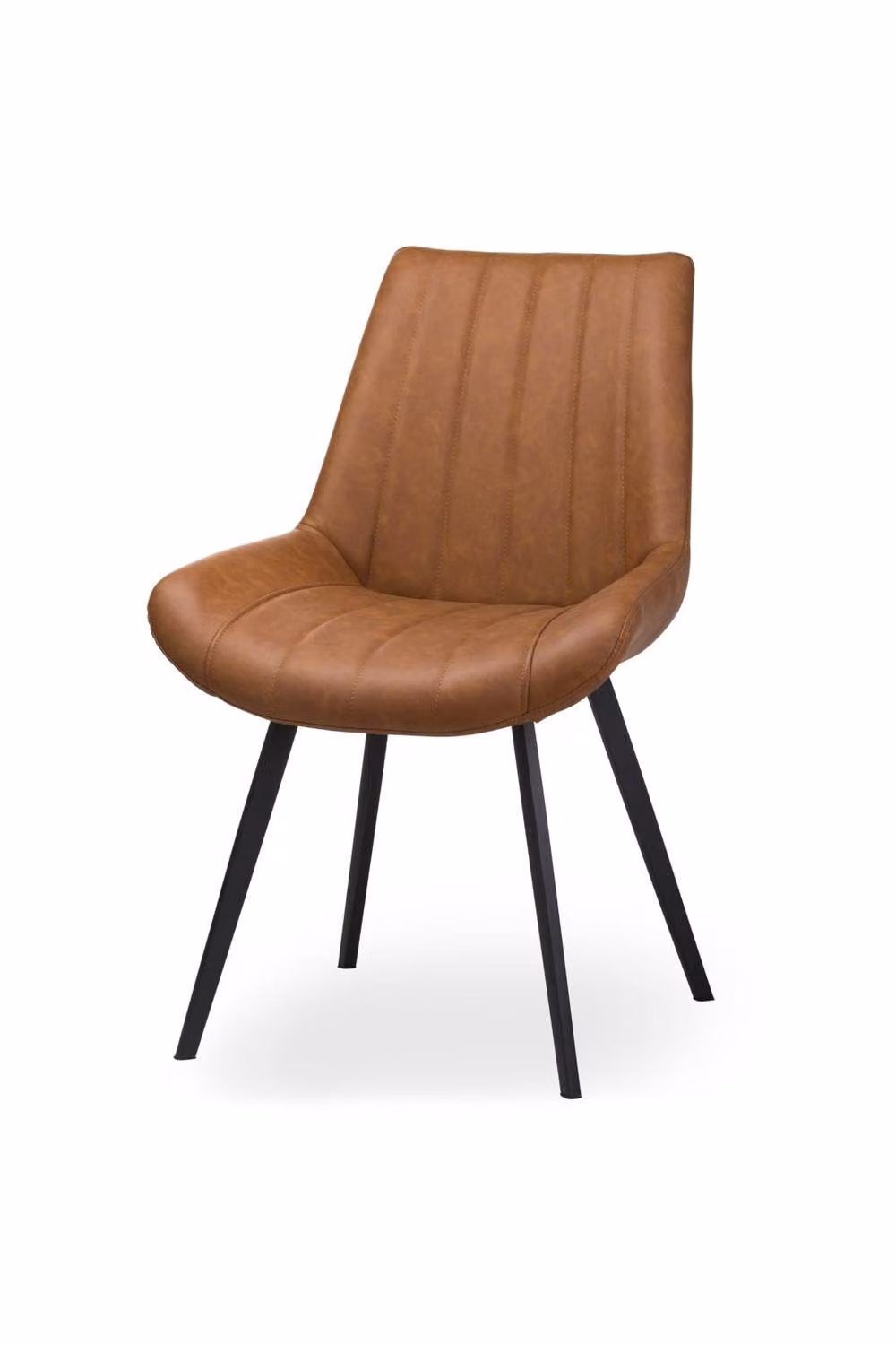 KDMD Malmo Scandinavian Modern Dining Chair in Brown Faux Leather – 2