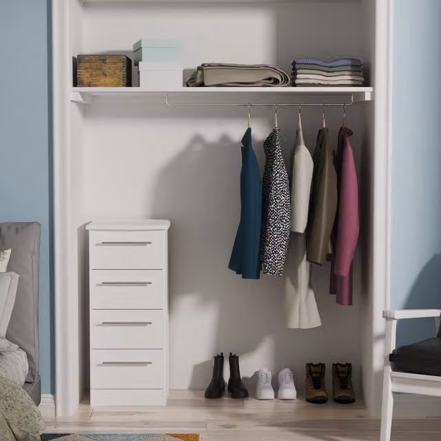 Sherwood 4 Drawer Bedside Cabinet in White Matt