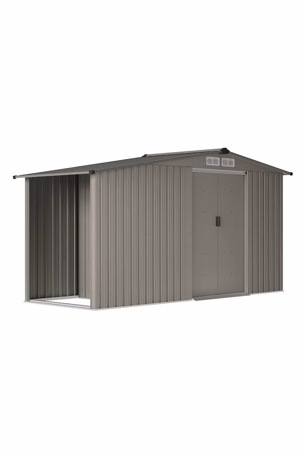 Living and Home Metal Garden Storage Shed with Log Storage in Light Grey – 4
