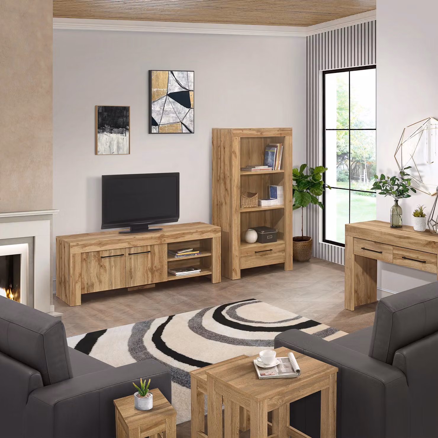 Birlea Compton Oak Wide Widescreen Entertainment Unit in Brown – 2
